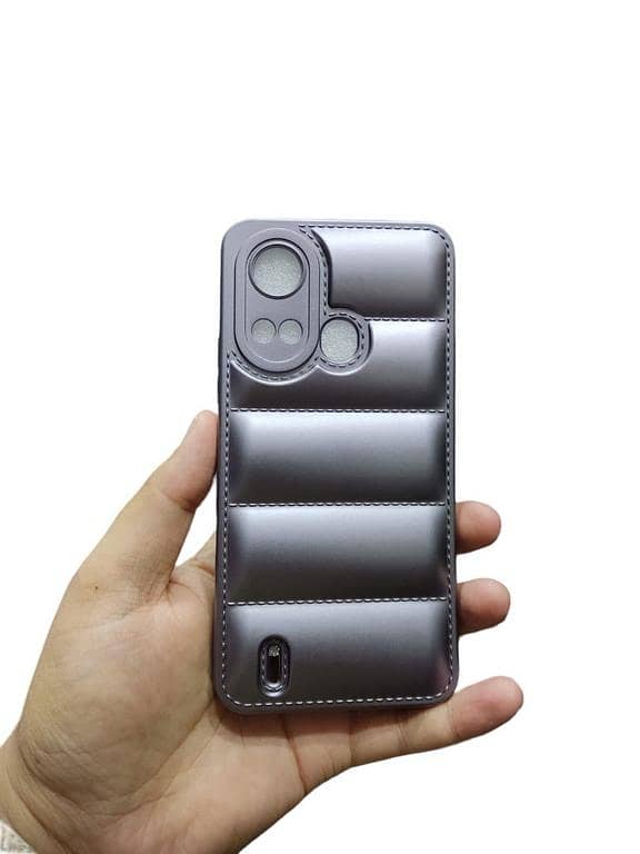 Itel A49 Play Back Cover Soft Puffer Down Jacket Case with camera protection Back Cover Phone Case