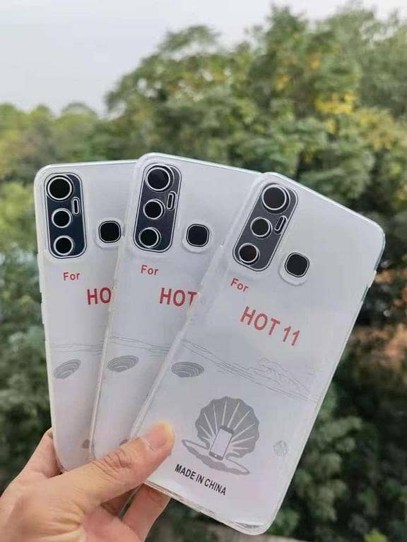 Infinix Hot 11 Dust Plug Shockproof Airbag Silicone Bumper Corner Anti Shock Back Cover Case 1 Pcs