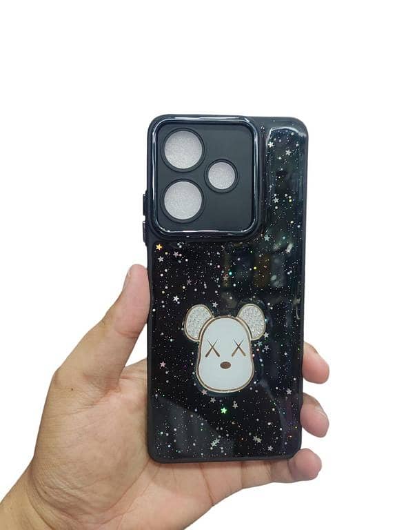 infinix HOT 30 Shiny Soft Sides Gloomy Bear Glitter Back Cover