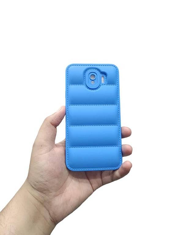 Samsung Galaxy J4 Back Cover Soft Premium Puffer Down Jacket Camera Protection Phone Case