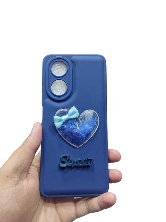 OPPO A58 Cover Soft Heart Glitter Camera Protection Beautiful Girl Phone Case