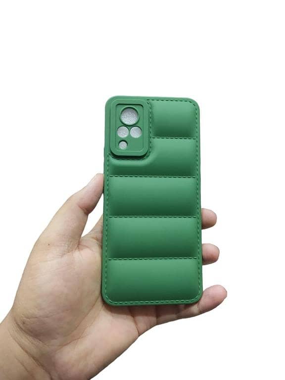 Vivo V21 Soft Matt Puffer Down Jacket Camera Protection Phone Case Scrub Shockproof Back Cover