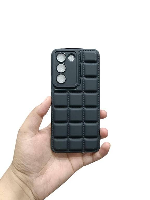 Vivo Y100 4G Back Cover Soft Carbon Leather Puffer Camera Protection Phone Case