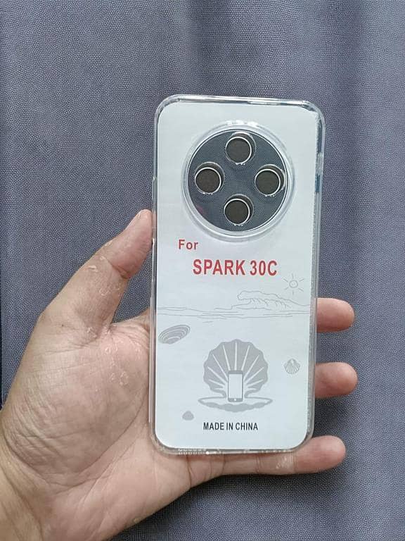 Tecno Spark 30C Back Cover Soft Dust Plug Transparent TPU Camera Protection Shockproof Phone Case For Tecno Spark 30C