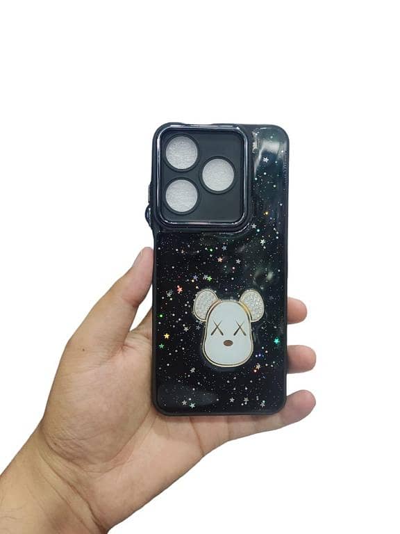 Tecno Spark 10 / Spark 10C Shiny Soft Sides Gloomy Bear Glitter  Back Cover