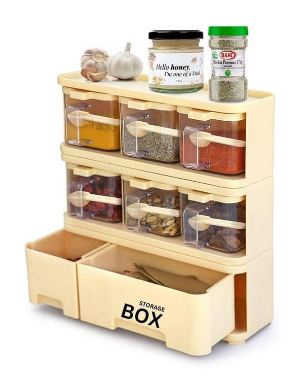 Pretty 6 in 1 Spice Rack with Additional Storage Box