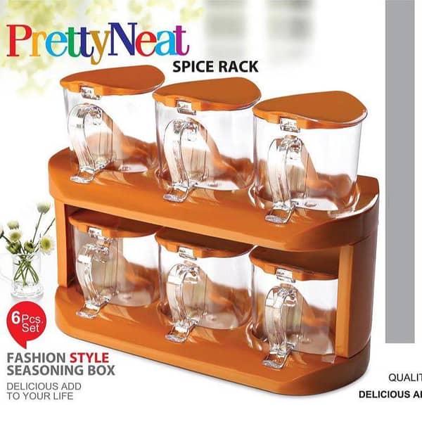 Pretty Neat 2 Tier Condiments & Spice Rack With 6 Spice Jars
