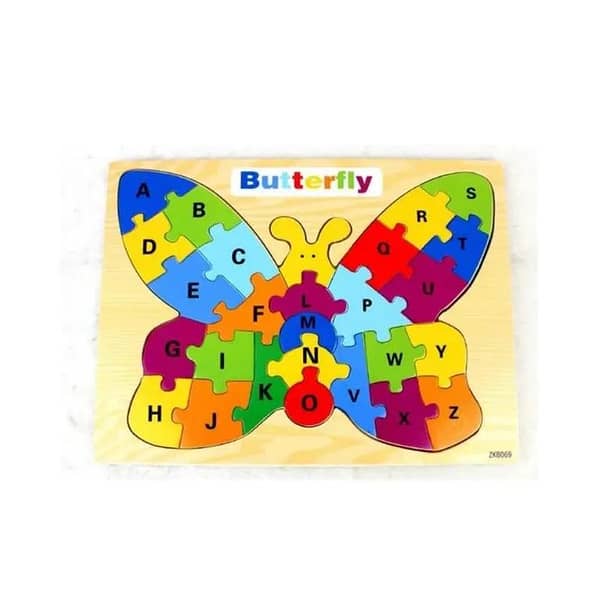Educational Wooden Butterfly Puzzle with Alphabet Letters for Kids