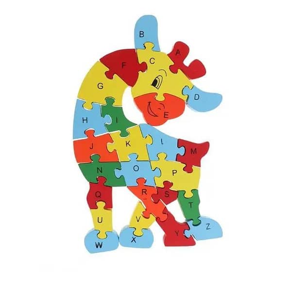 Giraffe Wooden Alphabets And Number Puzzle