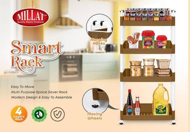 Smart Multipurpose Rack with Wheels (4 Steps)