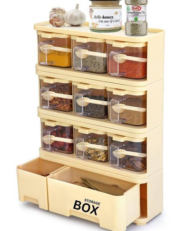 Pretty 9 in 1 Spice Rack with Additional Storage Box