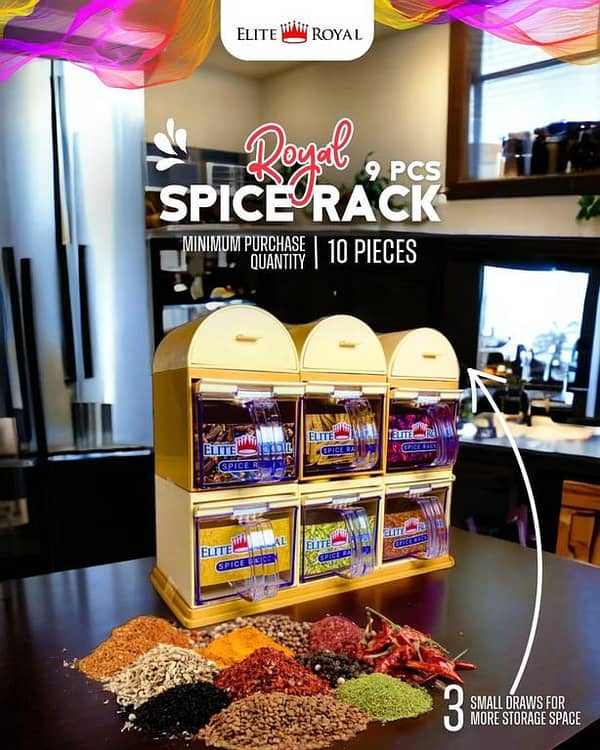6 in 1 Royal Customizable Spice Rack with 3 Drawers on Top