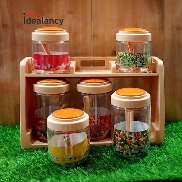 Spice Line Round Shaped Jars Spice Rack 6 in 1