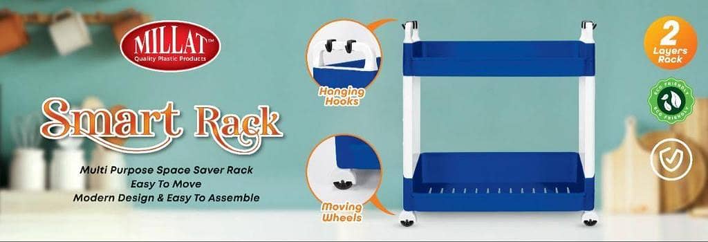 Smart Multipurpose Rack with Wheels (2 Steps)
