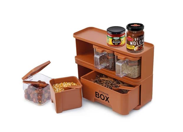 Pretty 3 in 1 Spice Rack with Additional Storage Box