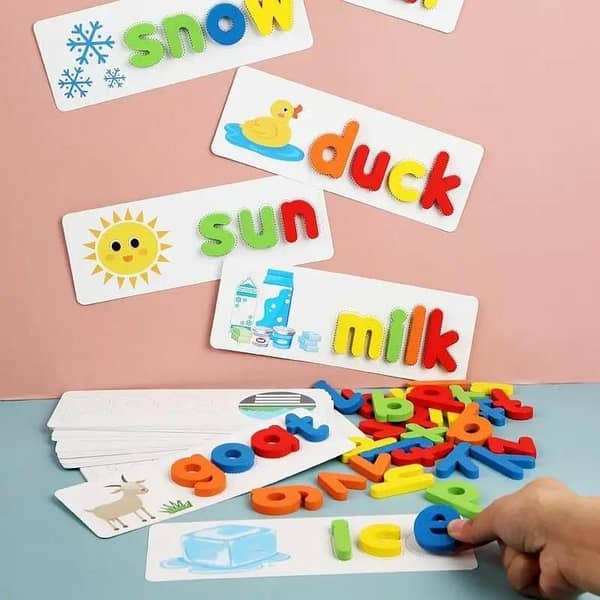 Wooden Educational Learning English Kids Spelling Game Toy