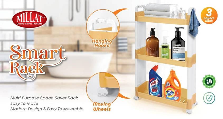 Smart Multipurpose Rack with Wheels (3 Steps)