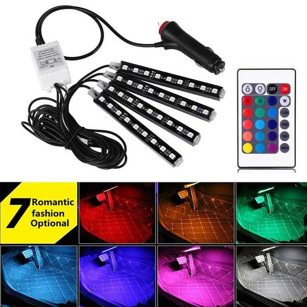 Atmosphere Car Multi Color RBG Voice Control Interior Decoration Light with Remote