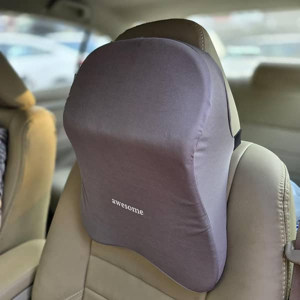 Memory Foam Back Rest Cushion for Pain Relief - Universal Fit for Car Seats (Grey)