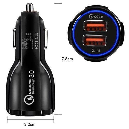 Quick Charge 3.0 Car Charger Dual USB Car Charger Qualcomm Qc 3.0 Fast Charging Adapter Mini USB Car Charger
