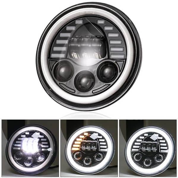 7-Inch Jeep Headlight Set with Halo and 3 Dot Style DRL - 2 Pieces