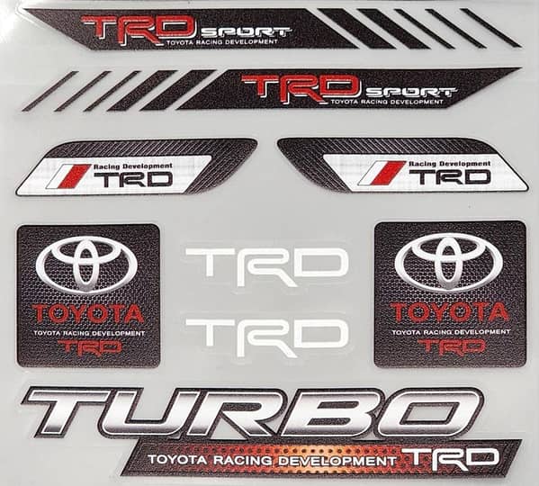 Custom Embossed Sticker Sheet for Cars and Bikes - TRD SPORTS