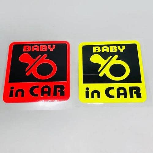 Premium Quality Custom Sticker Sheet For Car & Bike Embossed Style BABY IN CAR