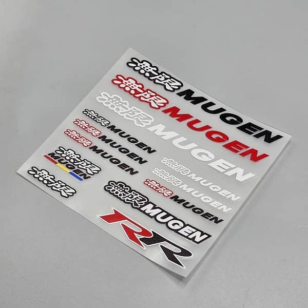 Premium Quality Custom Sticker Sheet For Car & Bike Embossed Style MUGEN RR