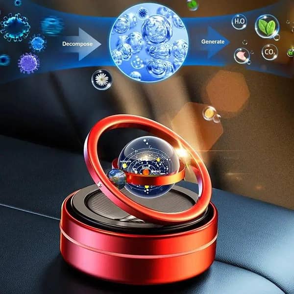 Universal Solar Power Car Perfume Air Freshener 360° Rotating Car Perfume Solar Energy Fragrance Car 1 Pc (Pink)