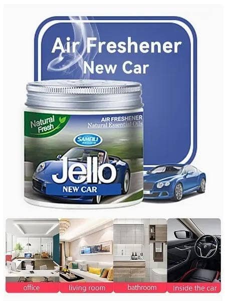 Jello Air Freshener Gel in New Car Flavor - Long Lasting Fragrance, 1 Piece