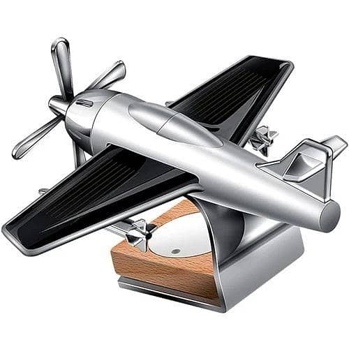 Silver Aircraft Car Decoration Plane Solar powered aeroplane car air freshener - Car Dashboard Solar Decoration Perfume Plane -Aircraft Model