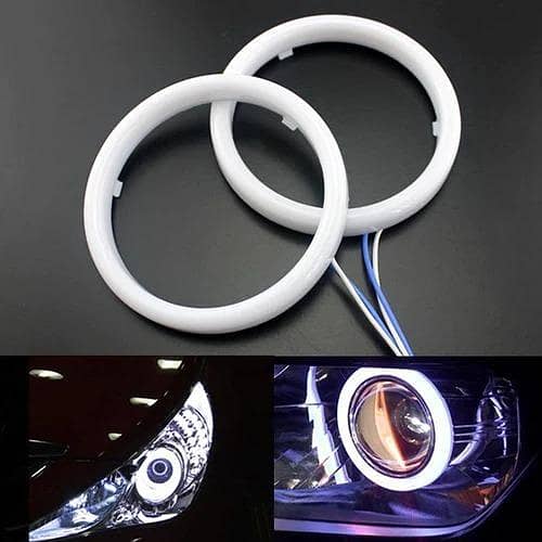 Universal Angel Eye Ring 80mm White Color With Cotton Plastic Cover LED For Car Headlight 2 Pcs Set