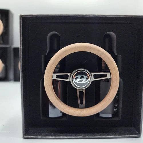 Hyundai  Mini Steering Wheel Car perfume Long lasting Fragrance For AC Grill D-Shape Air Conditioner