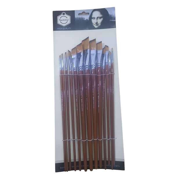 Keep Smiling A8004 13Pcs Nylon Long Handle Angular Paint Brush Set