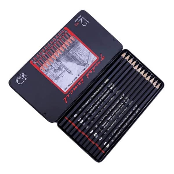 Professional Sketch and Drawing pencils setArt Pencil 12-Count(8B-2H) Drawing/Sketching Pencil Set of 12 in Metal Box
