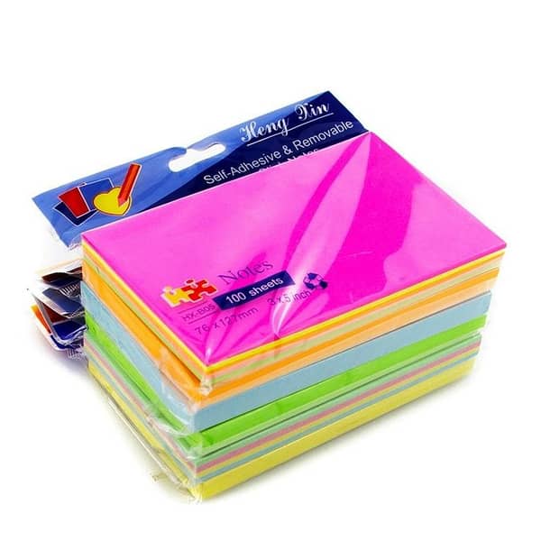 Pack of 100 - Multicolor Sticky Note Pad 3 X 5  76 X 127 multi colour Sticky Notes Book Mark Memo Pad Paper
