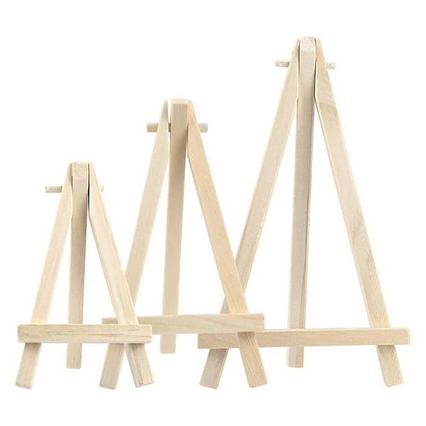 3pcs Mini Wood Display Easel Wood Easels Set For Paintings Craft Small Acrylics Oil Projects Name Card Holder Craft Canvas Stand