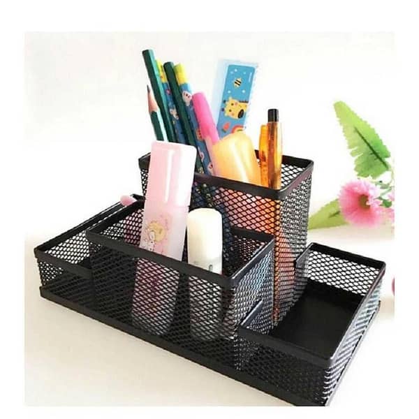 #2 Metal Pen Stand Mesh Style Stationary Holder Desk Organizer - Black
