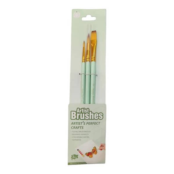 3 Pcs Keep Smiling Brush set Round and Flat Tip - For Base, Oil And Water Color Painting