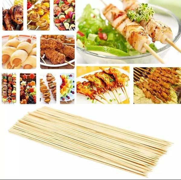 Pack of Wooden Bamboo Shashlik Sticks - BBQ Bamboo Sticks - 14 Inch