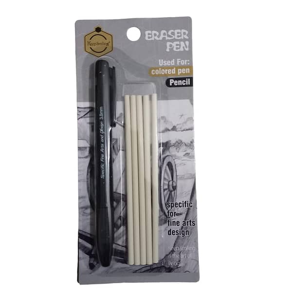 Keep Smiling  Eraser Pen with 5 Extra Refills Specific for Fine Arts Design Pen type clutch eraser Macaron Eraser 3.8mm Tombow Mono Eraser sketching eraser PVC Free Eraser round refillable precision Sketch Writing Drawing