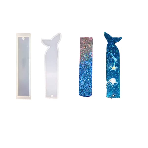 Silicone Fishtail and Rectangle Bookmark Resin Mold Set for DIY Bookmarks