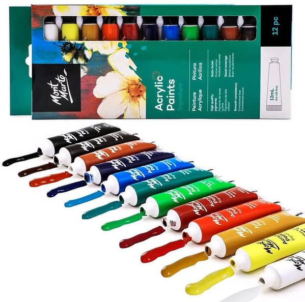 Mont Marte Acrylic Paint Set - 12 Tubes of 12ml Each