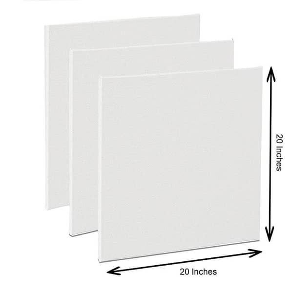 3 Pcs - 20x20 Primed Canvases for Painting, 100% Cotton Stretched Canvas, Art Supplies for Acrylic Pouring, Oil Painting and Watercolor, Acid Free Canvas - Art Panel - Artist 20 x 20