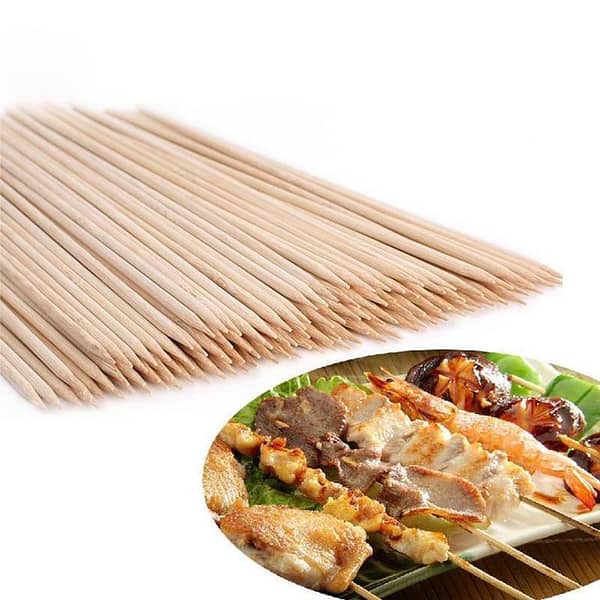 Pack of Wooden Bamboo Shashlik Sticks - BBQ Bamboo Sticks - 10 Inch