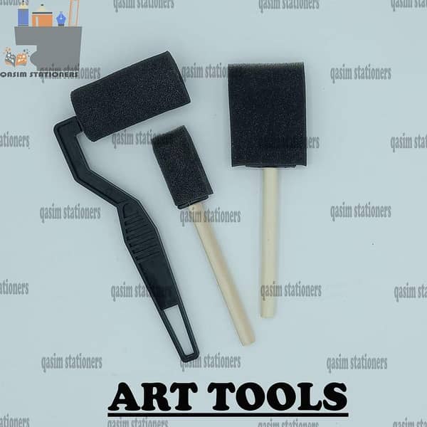 3 Pcs/set Foam Black Sponge Brush Painting Roller Brush Kids Craft Tool Drawing Toys Painting Supplies Pack of 3 Foam Roller and Foam Paint Brushes with Wood Handle