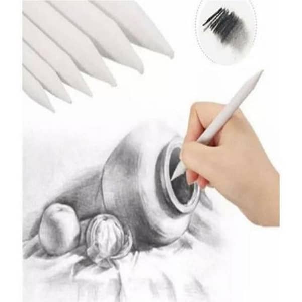 Set of 3 Charcoal Blending Stumps for Sketch Drawing - White