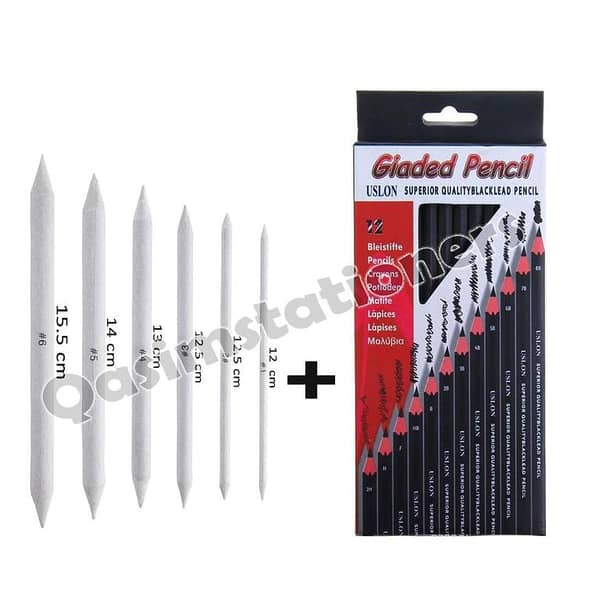 12-Pack Sketch Pencils and 6-Pack Charcoal Blenders