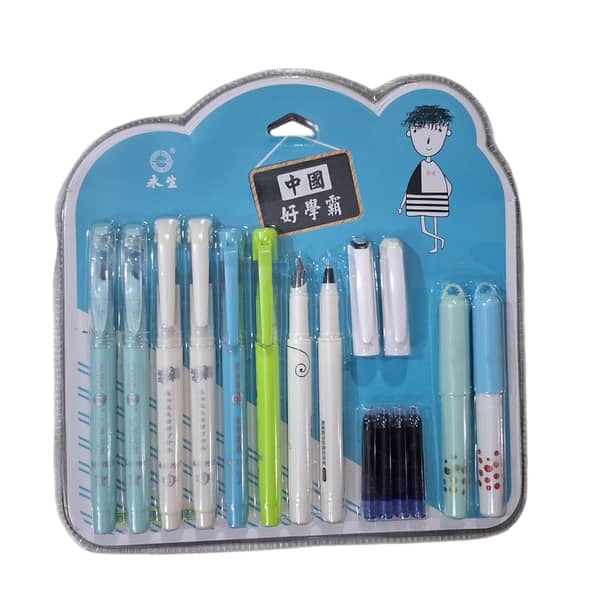 8-Piece Cute Ink Pen Set with 2 Ink Removers and 4 Ink Cartridges