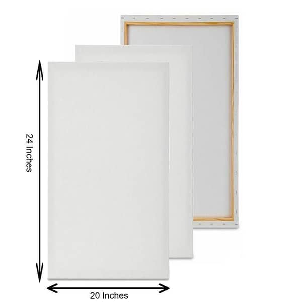 3 Pcs - 20x24 Primed Canvases for Painting, 100% Cotton Stretched Canvas, Art Supplies for Acrylic Pouring, Oil Painting and Watercolor, Acid Free Canvas - Art Panel - Artist 20 x 24